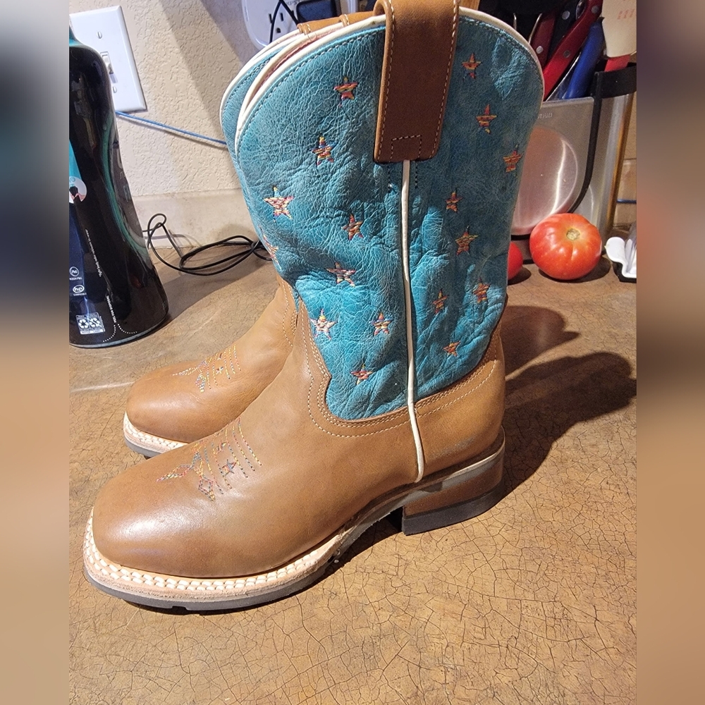 Roper Kids Boots in Brown and Teal